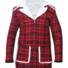 Deadpool Wade Wilson Flannel Fur Shearling Red Cotton Jacket