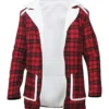 Mens Ryan Reynolds Deadpool Wade Wilson Flannel Fur Shearling Red Cotton Jacket