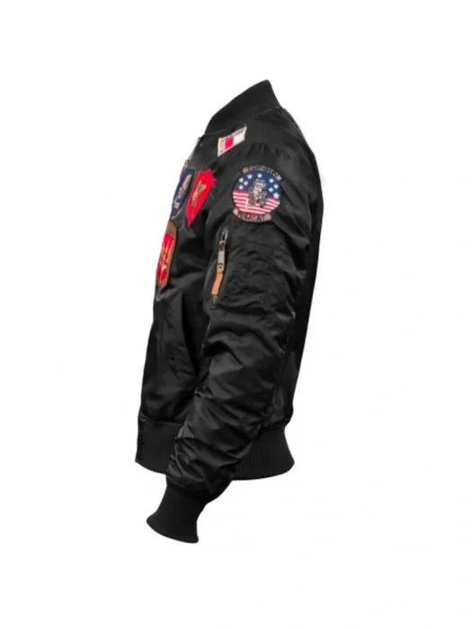 Top Gun MA-1 Flight Black Jacket With Patches