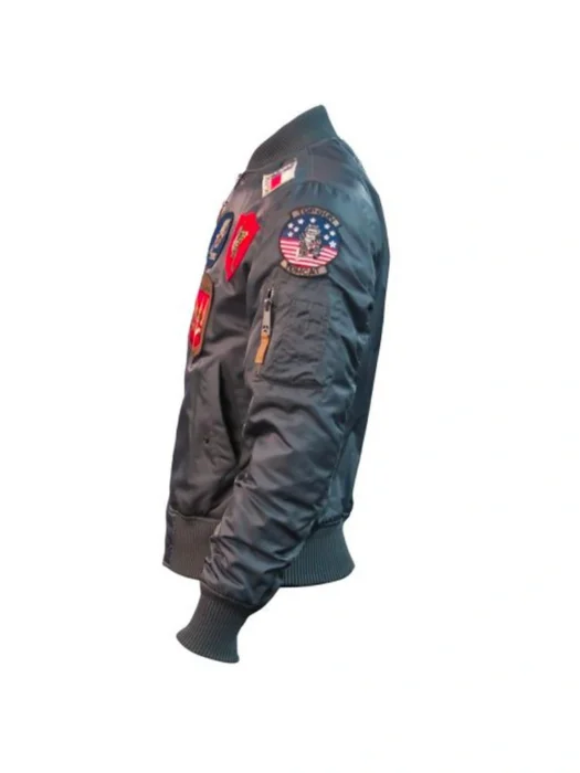 Top Gun MA-1 Flight Gray Jacket With Patches