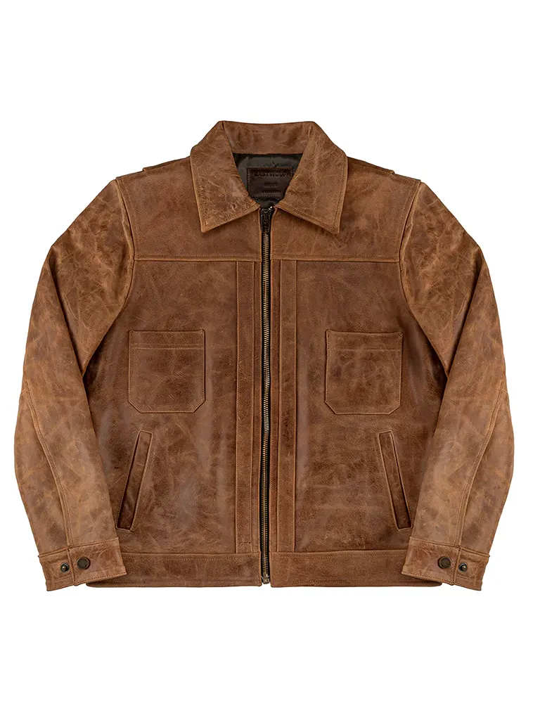 YELLOWSTONE WORK LEATHER JACKET – TAN COLOR