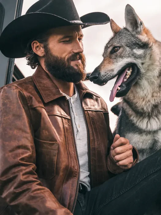 YELLOWSTONE WORK TAN COLOR LEATHER JACKET