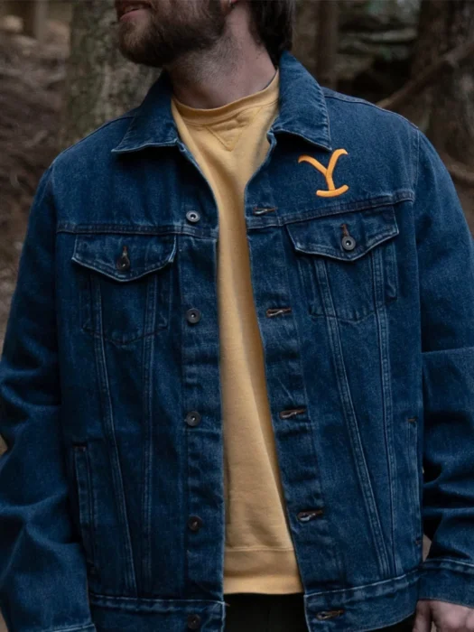 Yellowstone Dutton Ranch Y Logo Blue Denim Jacket