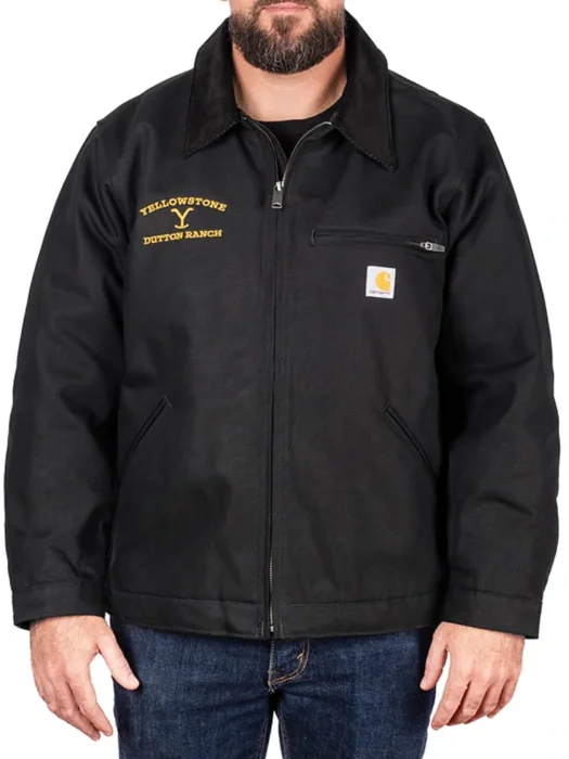 Yellowstone x Carhartt Embroidered Dutton Ranch Black Jacket