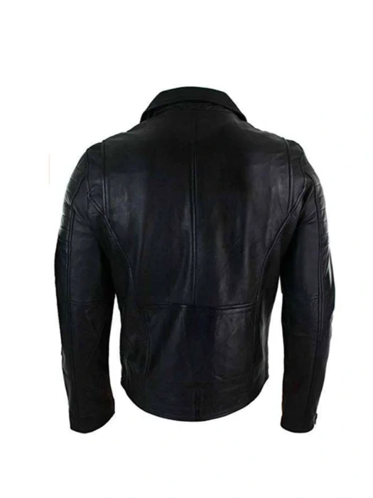 BLACK BRANDO BLACK BIKER LEATHER JACKET