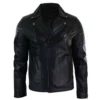 BLACK BRANDO BLACK BIKER LEATHER JACKET