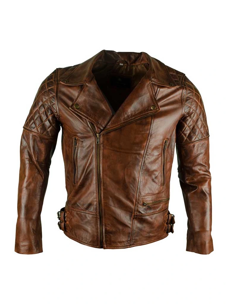 BRANDO BIKER BROWN RETRO LEATHER JACKET