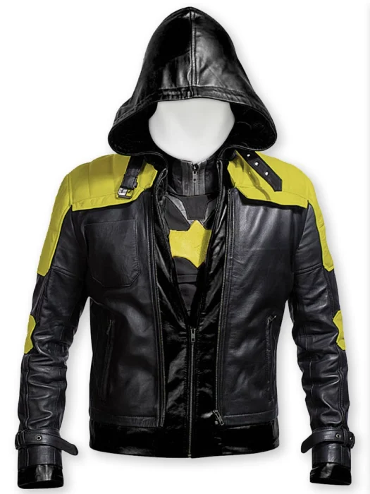 Batman Arkham Knight Black Hood Leather Jacket