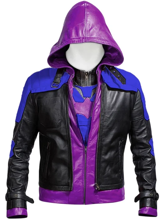 Batman Arkham Knight Purple Hood Leather Jacket