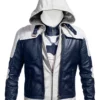 Batman Arkham Knight White Hood Black and White Leather Jacket