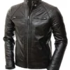 Biker Cafe Racer Style Black Leather Jacket