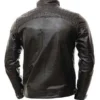 Biker Cafe Racer Style Black Leather Jacket back