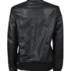 Black Biker Jacket Coat with Sennit Design Back