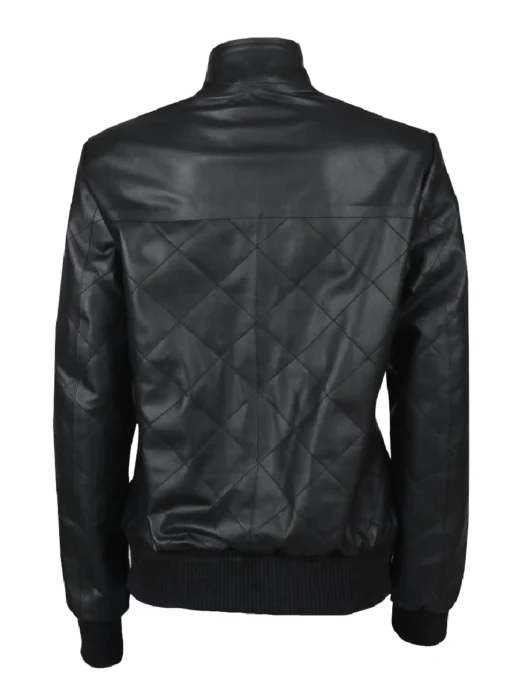 Black Biker Jacket Coat with Sennit Design Back