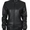 Black Biker Jacket Coat with Sennit Design Front