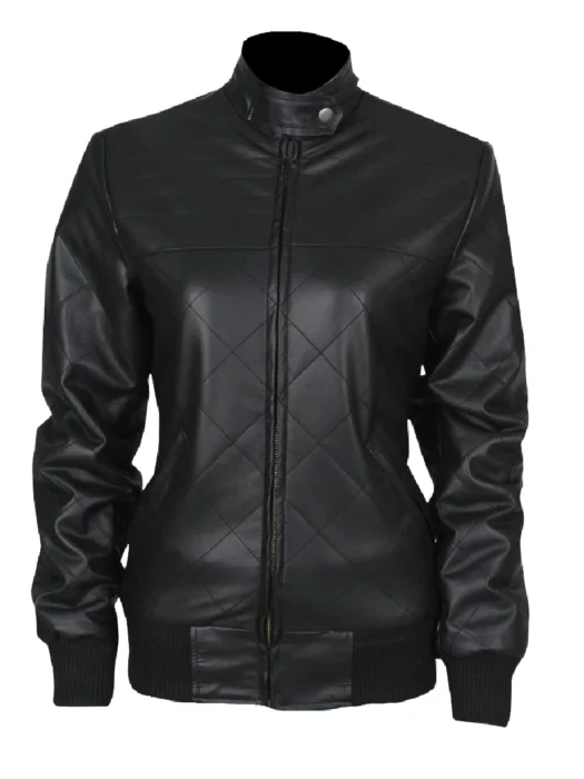 Black Biker Jacket Coat with Sennit Design Front