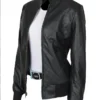 Black Biker Jacket Coat with Sennit Design Side