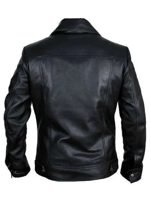Buster Slim Fit Retro Biker Leather Jacket Back