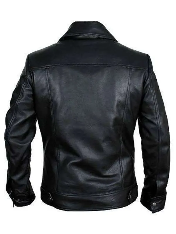 Buster Slim Fit Retro Biker Leather Jacket Back