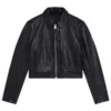 CROPPED LEATHER BIKER JACKET FOR WOMEN