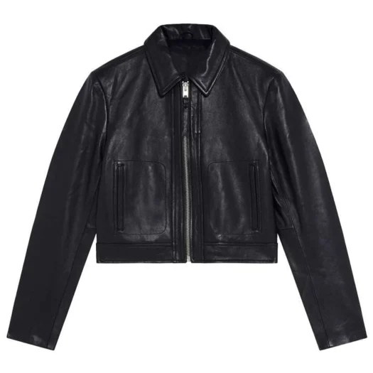 CROPPED LEATHER BIKER JACKET FOR WOMEN