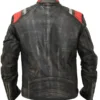 Cafe Racer Distressed Leather Jacket Back