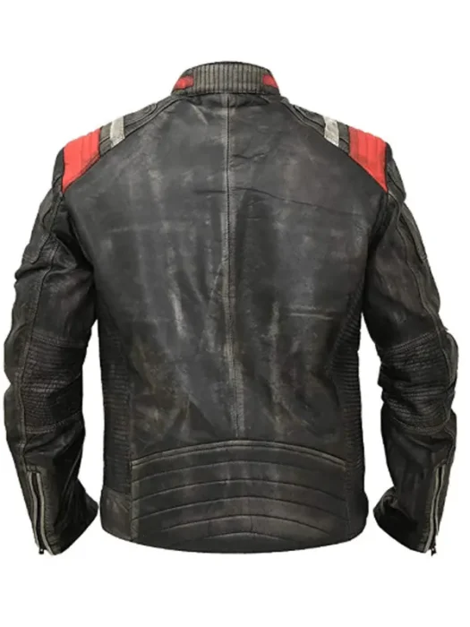 Cafe Racer Distressed Leather Jacket Back