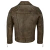 DISTRESSED BIKER SLIM FIT BROWN JACKET