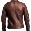 DISTRESSED CAFE RACER BROWN LEATHER JACKET