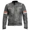 DISTRESSED RETRO BIKER LEATHER JACKET