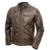 DISTRESSED WAXED BROWN MEN’S LEATHER JACKET