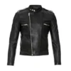 ELEGANT BLACK BIKER MEN’S LEATHER JACKET