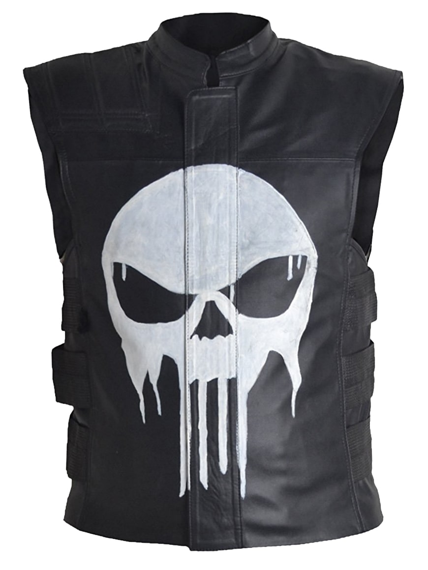Halloween Skeleton Emblem Leather Vest
