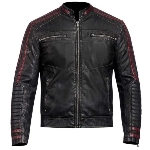 MEN BIKER CAFE RACER GENUINE LEATHER JACKET