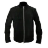 MEN’S BLACK SUEDE CAFE RACER LEATHER JACKET