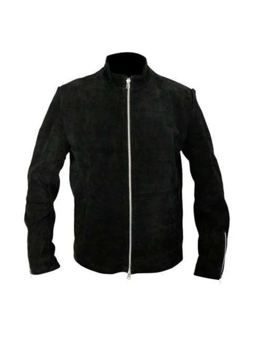 MEN’S BLACK SUEDE CAFE RACER LEATHER JACKET