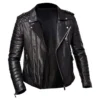 MEN’S QUILTED BIKER BLACK LEATHER JACKET