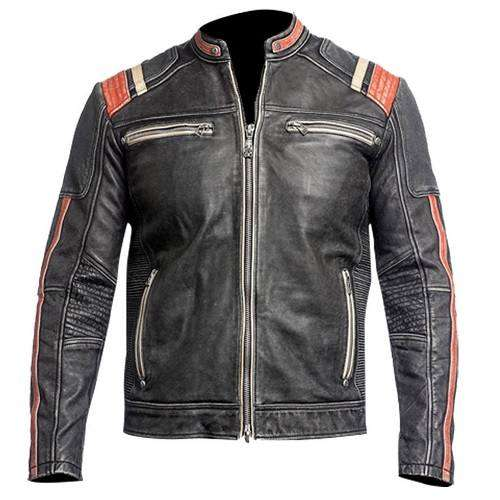 MEN’S RETRO BLACK BIKER LEATHER JACKET