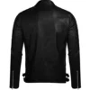 Men’s Asymmetrical Cross Zipper Black Biker Leather Jacket