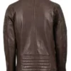 Mens Cafe Racer Dark Brown Leather Jacket back