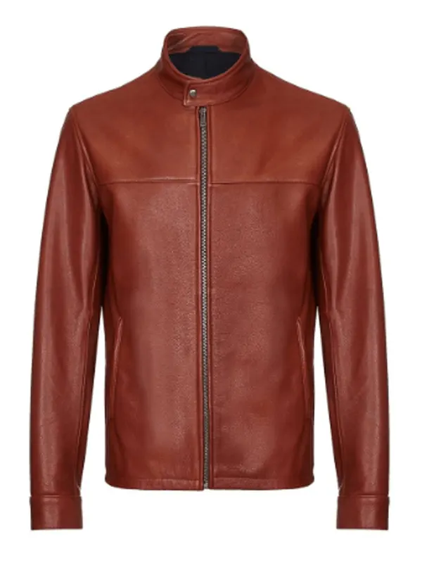 Mens Cafe Racer Dark Brown Leather Jacket