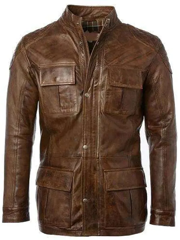 Mens Classic Cafe Racer Brown Leather Jacket