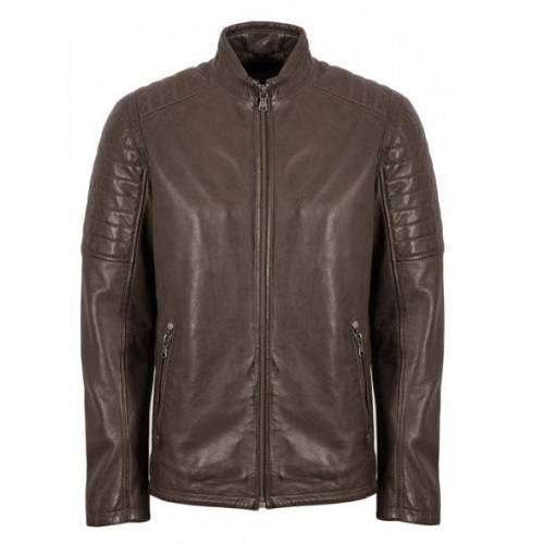 Men’s Dark Brown Cafe Racer Leather Jacket