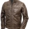 Mens Distressed Brown Waxed Leather Jacket