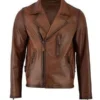 Mens Premium Brown Biker Leather Jacket