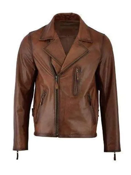 Mens Premium Brown Biker Leather Jacket