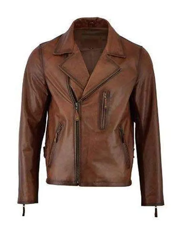 Mens Premium Brown Biker Leather Jacket