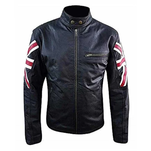 NZ FLAG BIKER CAFE RACER LEATHER JACKET