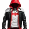 RED HOOD LEATHER JACKET