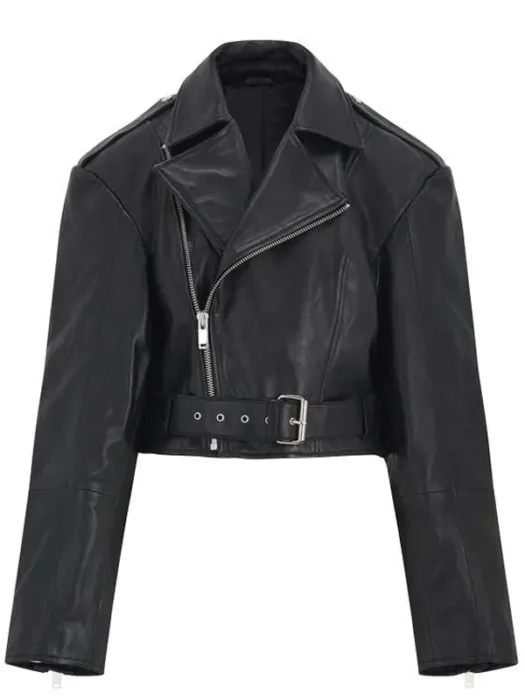 Rebel Chic Cropped Black Leather Jacket